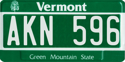 VT license plate AKN596