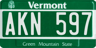 VT license plate AKN597