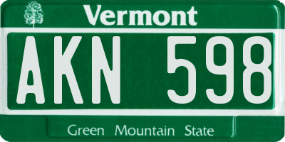 VT license plate AKN598