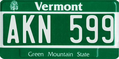 VT license plate AKN599