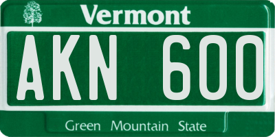 VT license plate AKN600