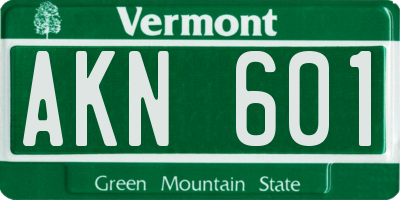 VT license plate AKN601