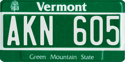 VT license plate AKN605