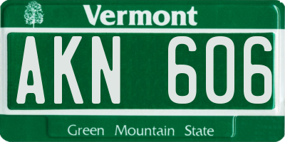 VT license plate AKN606