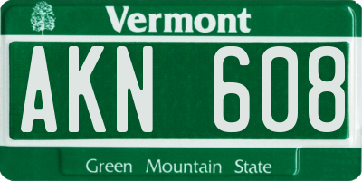VT license plate AKN608