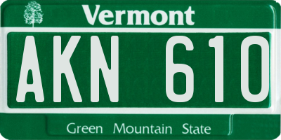 VT license plate AKN610