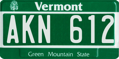VT license plate AKN612