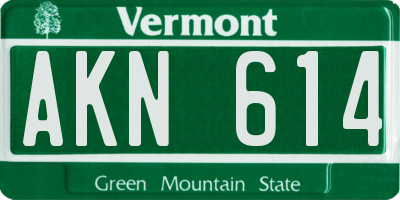 VT license plate AKN614