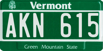 VT license plate AKN615