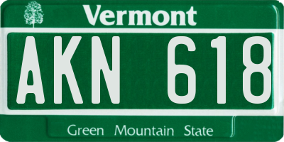 VT license plate AKN618