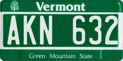 VT license plate AKN632