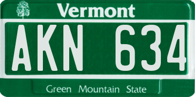 VT license plate AKN634