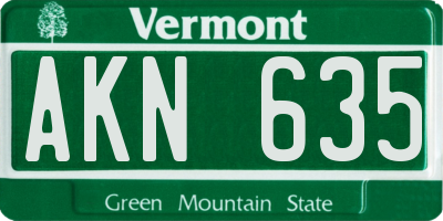 VT license plate AKN635