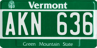 VT license plate AKN636