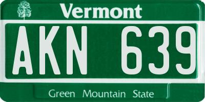 VT license plate AKN639