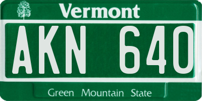 VT license plate AKN640