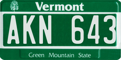 VT license plate AKN643