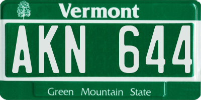 VT license plate AKN644