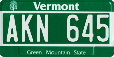 VT license plate AKN645