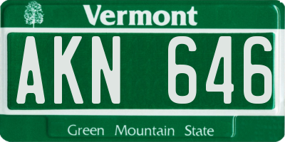 VT license plate AKN646