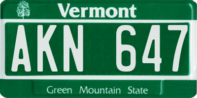 VT license plate AKN647