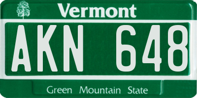 VT license plate AKN648