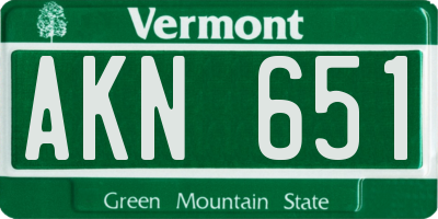 VT license plate AKN651