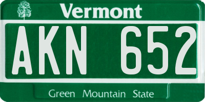 VT license plate AKN652