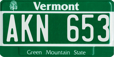 VT license plate AKN653