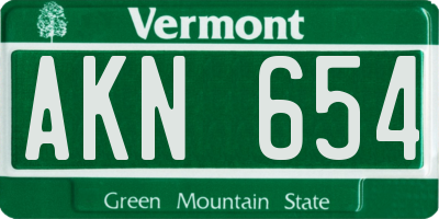 VT license plate AKN654
