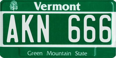 VT license plate AKN666