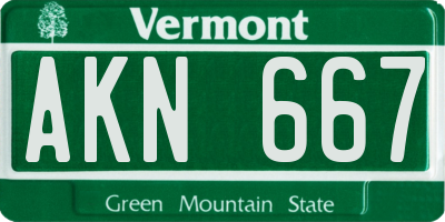 VT license plate AKN667