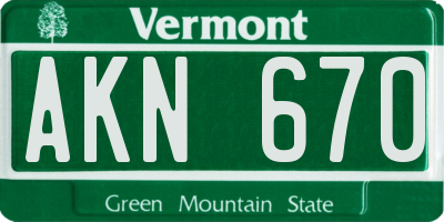 VT license plate AKN670