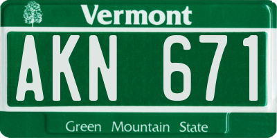 VT license plate AKN671