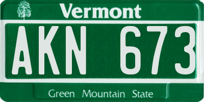 VT license plate AKN673