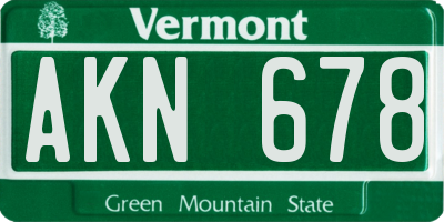 VT license plate AKN678