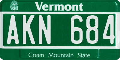 VT license plate AKN684