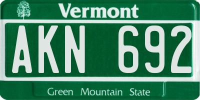 VT license plate AKN692