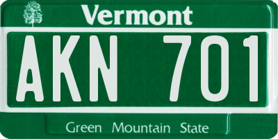 VT license plate AKN701
