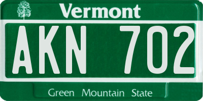 VT license plate AKN702