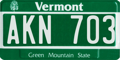 VT license plate AKN703