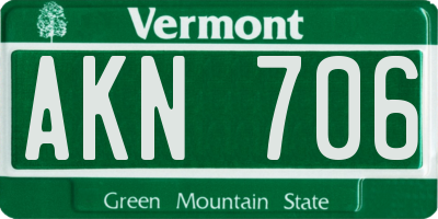 VT license plate AKN706