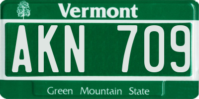 VT license plate AKN709