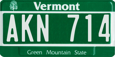 VT license plate AKN714