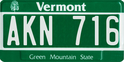 VT license plate AKN716