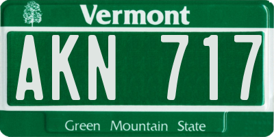 VT license plate AKN717