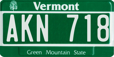 VT license plate AKN718