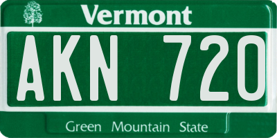 VT license plate AKN720