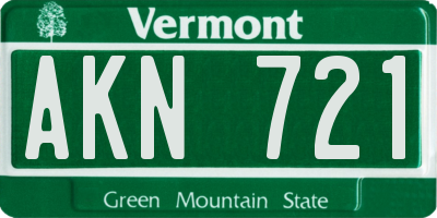 VT license plate AKN721