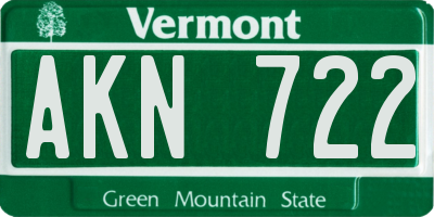 VT license plate AKN722